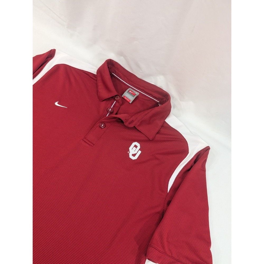 Vintage Oklahoma‎ Sooners Team Nike Mens Polo Shirt Large Red Football NCAA